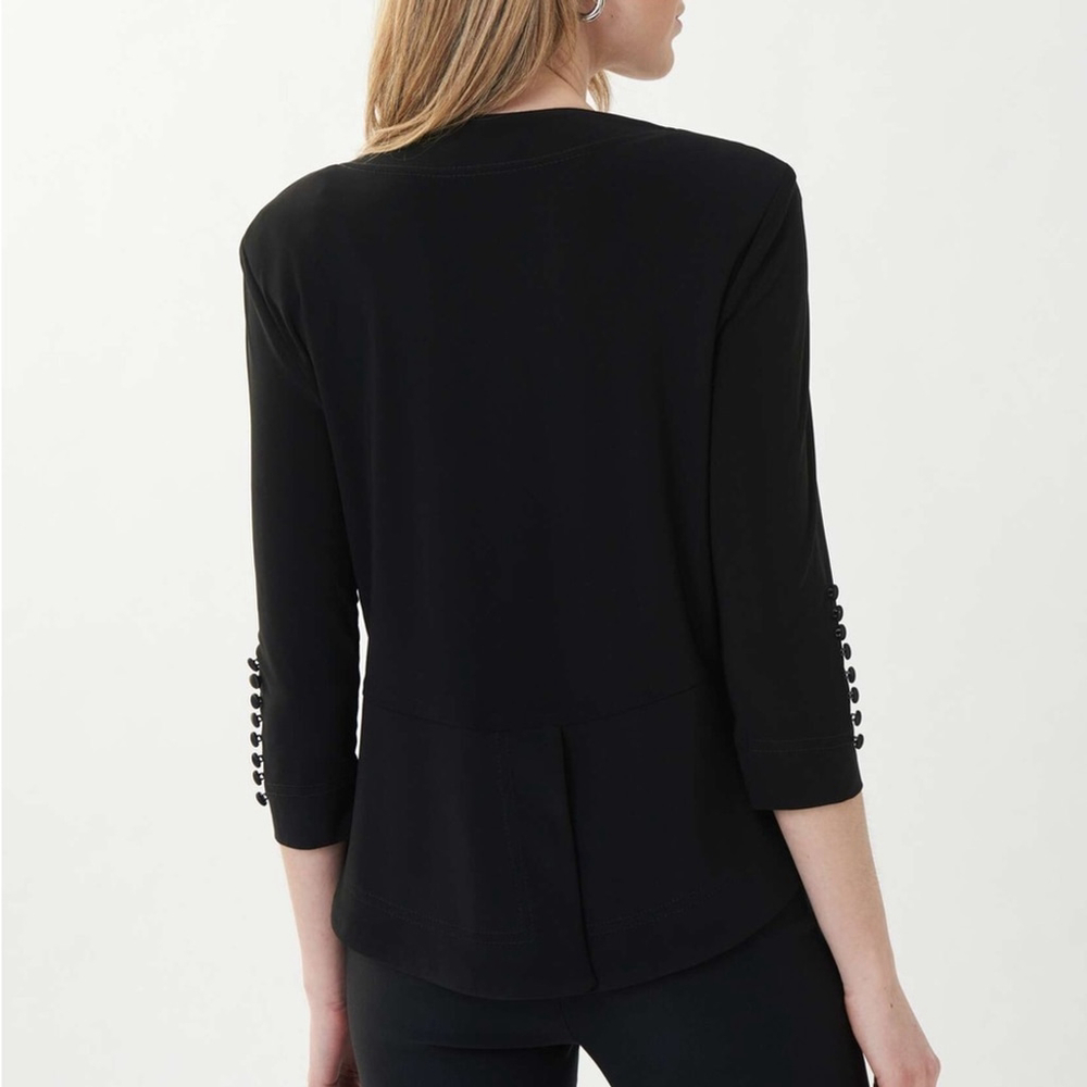Joseph Ribkoff Canada Sz 6 Tuxedo Bolero Blazer Black - Picture 2 of 16